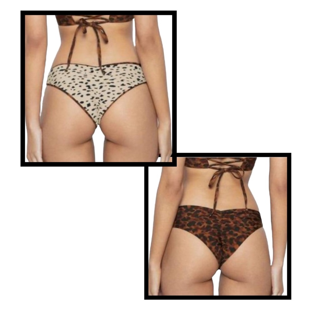 PilyQ Teeny Cut Wild Heart Reversible Animal Basic Bikini Bottoms